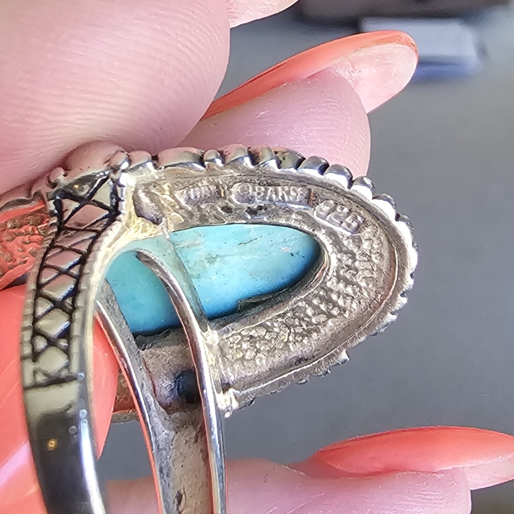 Sterling silver oval blue turquoise ring - Picture 4 of 4